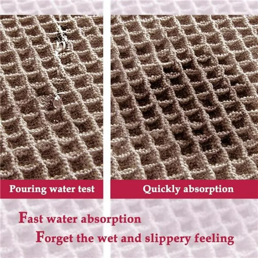 Tan waffle bath mat non slip absorbent bathroom rug soft washable floor mat 18x3